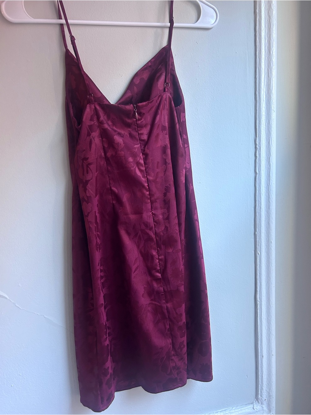 Urban Outfitters Wine Red Floral Satin Slip Dress - Picture 3 of 4